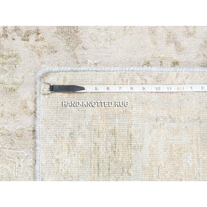 3'X5' Hand Knotted Beige Modern Wool And Silk Oriental Rug