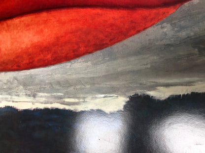 Man Ray Lips (No Text) " Offset Lithograph Pop Art Red Gray Brow