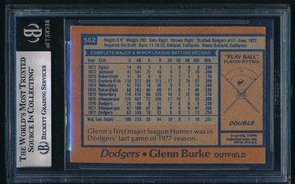 Glenn Burke Signed/Autographed 1978 Topps Card #562 La Dodgers Beckett 195739