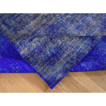 8'9"X12' Purple With Gold Modern Design Sari Silk Hand Knotted Rug