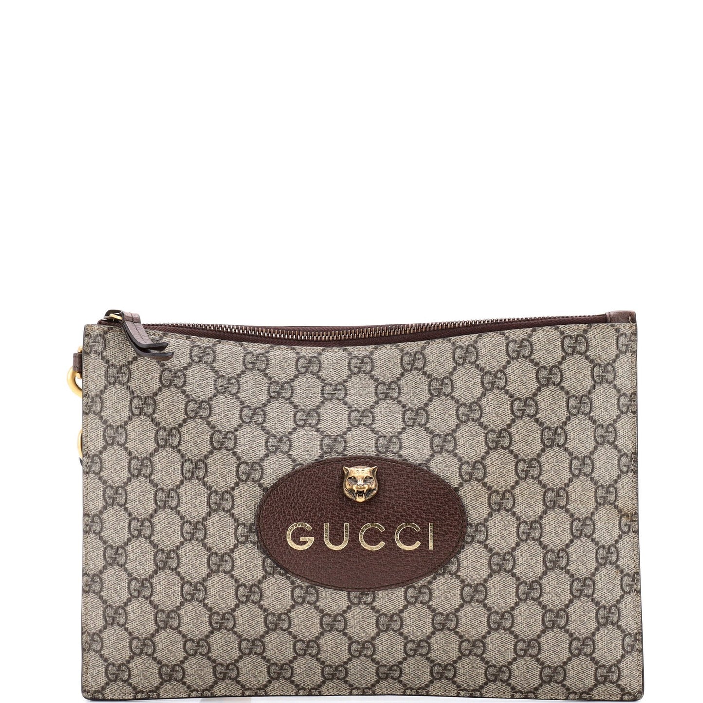 Gucci Neo Vintage Wristlet Pouch Gg Coated Canvas