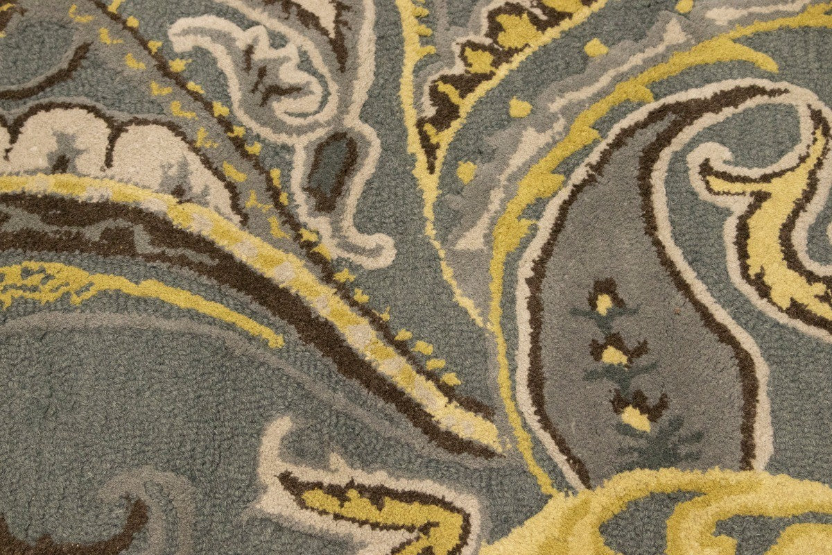 Hand Tufted Modern Gray Paisley Floral Foyer Living Room Carpet 5X8
