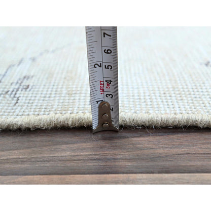 2'2"X5'10" White Fragment Vintage Zoroastrian Tebraz Runner Oriental Rug