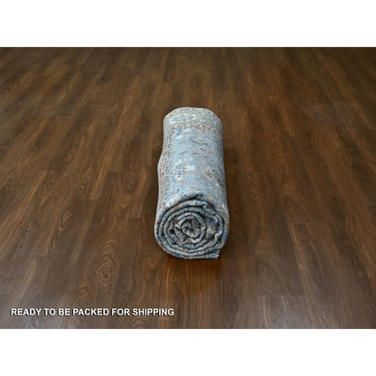 9'X11'10" Gray Heris All Over Design Hand Knotted Pure Wool Oriental Rug