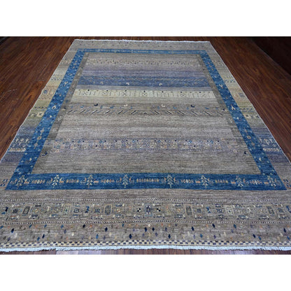 9'1"X11'8" Mindful Gray Fine Kashkuli Gabbeh Hand Knotted Oriental Rug