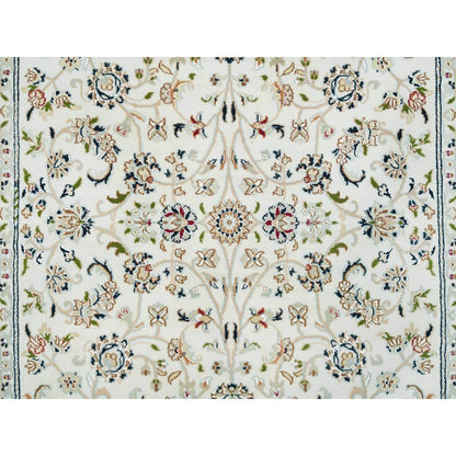5'X8' Ivory Nain Design 250 Kpsi Natural Wool Hand Knotted Rug