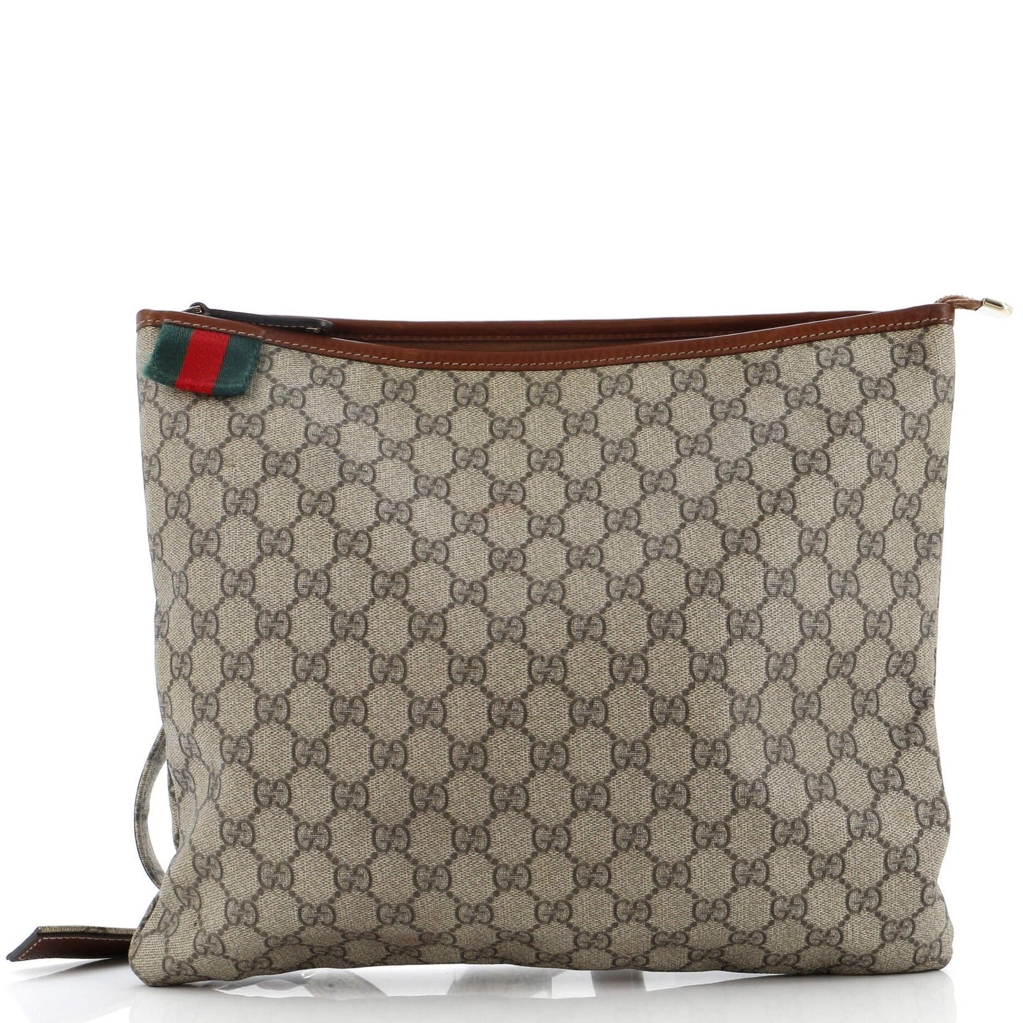 Gucci Web Loop Flat Messenger Gg Coated Canvas Large