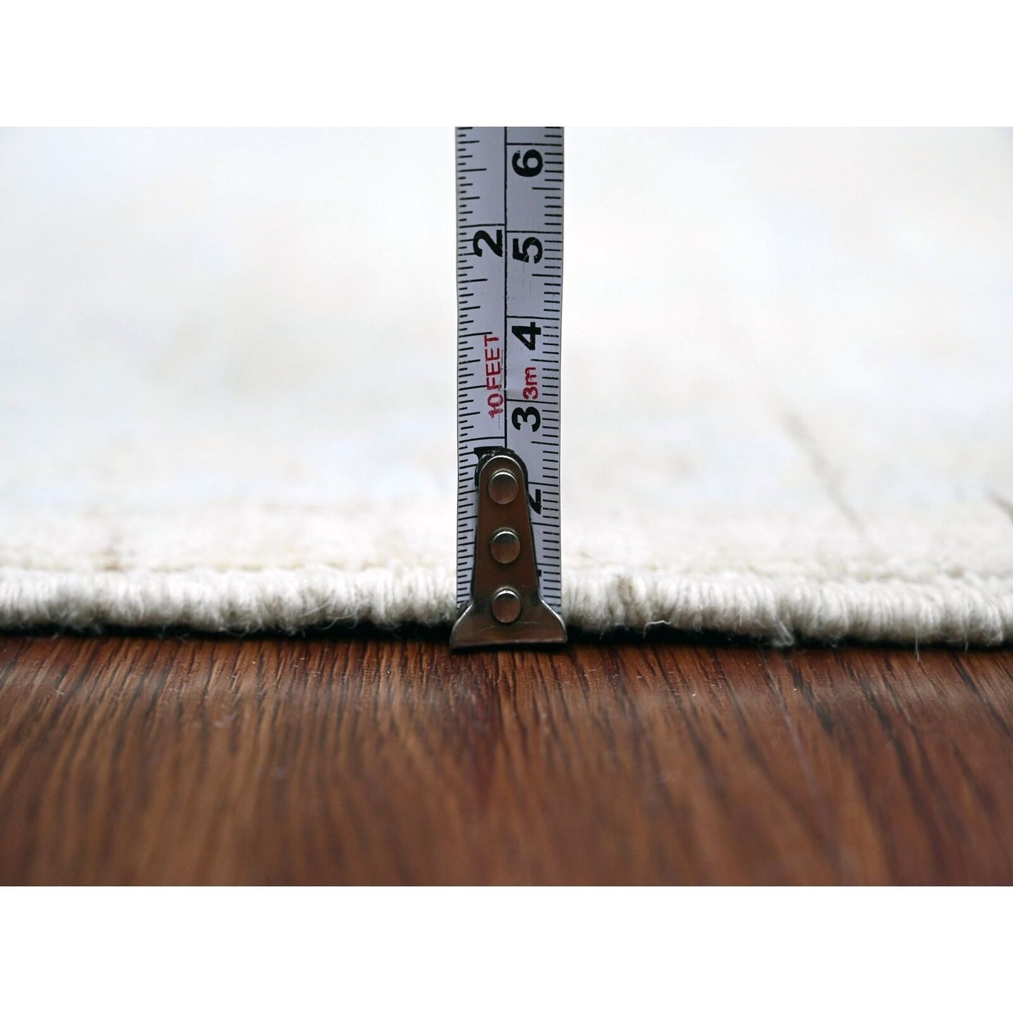 2'8"X5'6" Bone White Stone Washed Peshawar Hand Knotted Wool Runner Rug