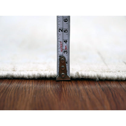 2'8"X5'6" Bone White Stone Washed Peshawar Hand Knotted Wool Runner Rug