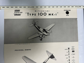 Wwii 1944 Us Navy Recognition Poster Mitsubishi Type 100 Dinah Recon Plane