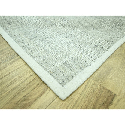 10'2"X10'2" Gray Hand Knotted Rug Distressed & Oxidized Grass Design Wool