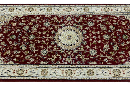 Handmade Indo-Nain Oriental Rug Classic Red
