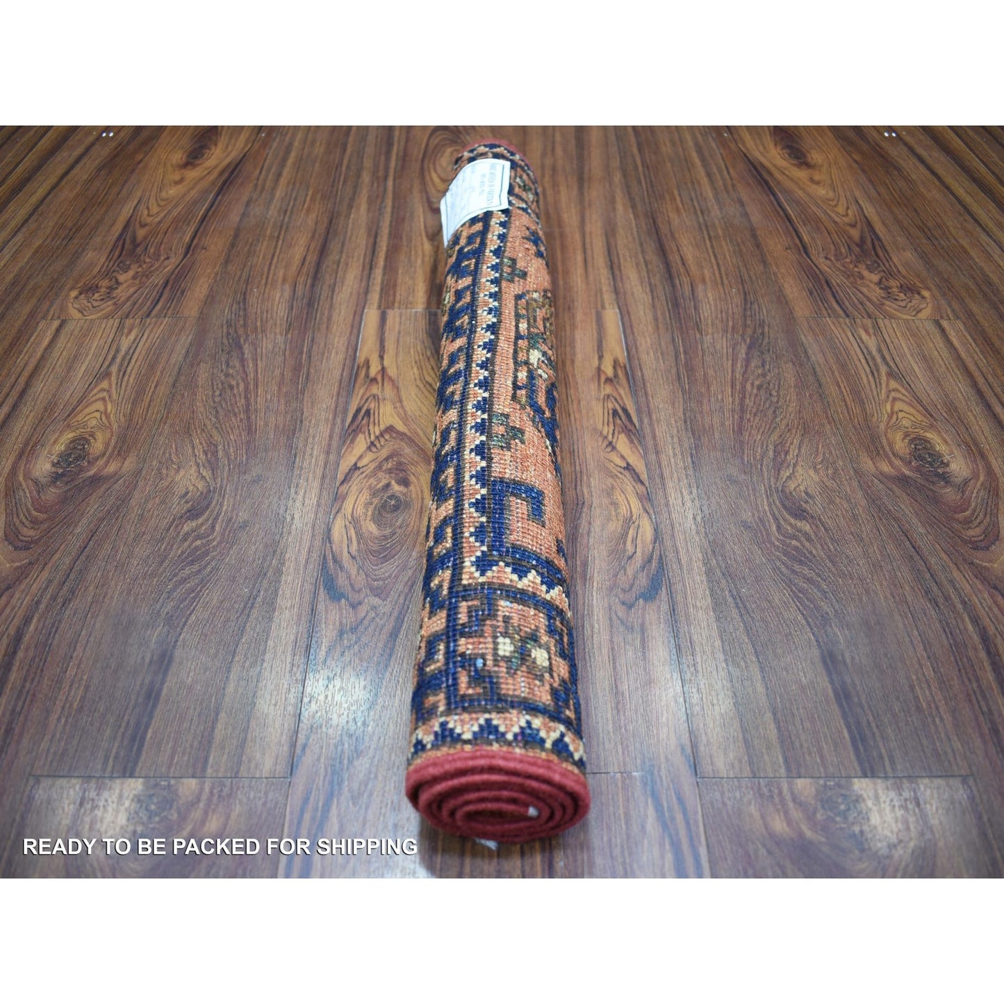 2'1"X3' Orange Afghan Ersari With Elephant Feet Desgin Wool Oriental Rug