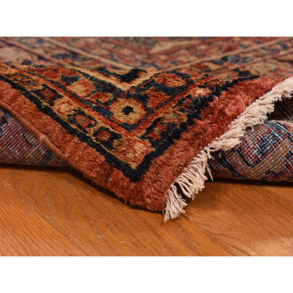 10'X13'4" Red Antique Zoroastrian Saroogh Worn Down Wool Hand Knotted Rug