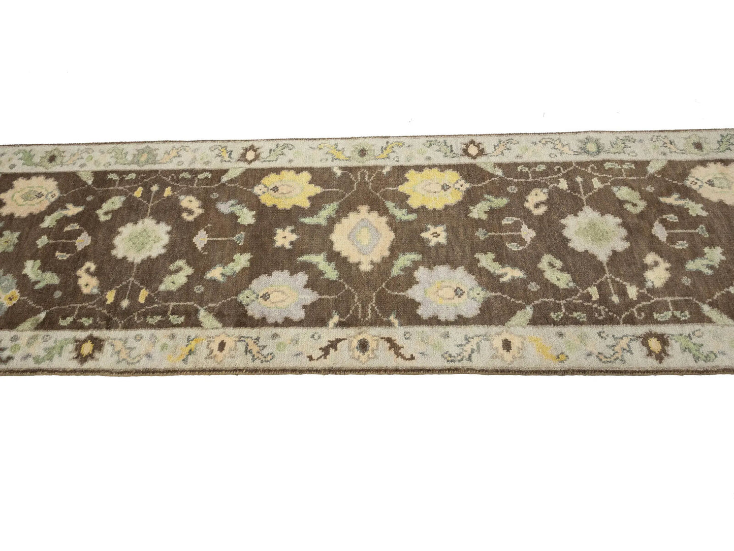 Oushak Chobi Oriental Runner Rug Brown Floral