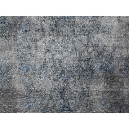 9'8"X13'3" Jet Gray Vintage Zoroastrian Karman Hand Knotted Oriental Rug