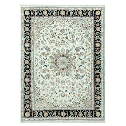 9'X12'2" Snowbound White Hand Knotted Nain 250 Kpsi Design 100% Wool Rug