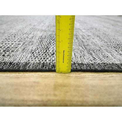 10'X14' Black Wool Rug Hand Knotted Oxidized & Distressed Grass Design