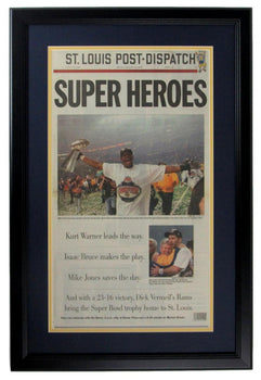 St. Louis Dispatch 2000 Rams S.B. Xxxiv Champs Newspaper Framed 152556