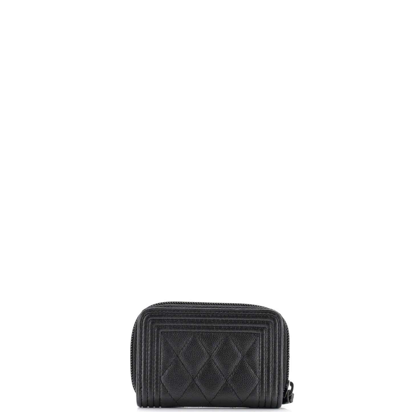 Chanel So Black Boy Zip Coin Purse Quilted Caviar Small
