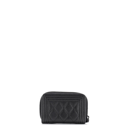 Chanel So Black Boy Zip Coin Purse Quilted Caviar Small