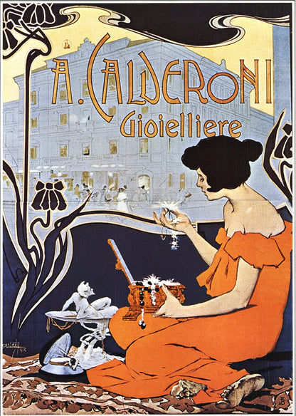 Adolfo Hohenstein A. Calderoni Gioielliere " Offset Lithograph V