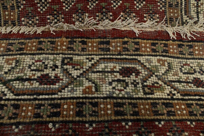 Hand-Knotted Wool Oriental Runner Rug Red Allover