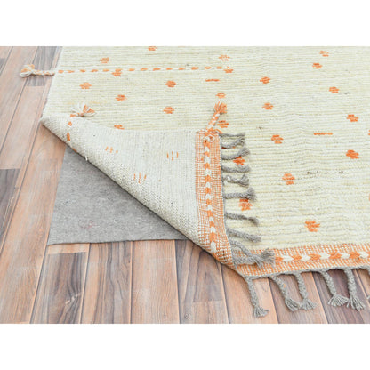 10'X14'4" Ivory Moroccan Berber Organic Wool Hand Knotted Oriental Rug