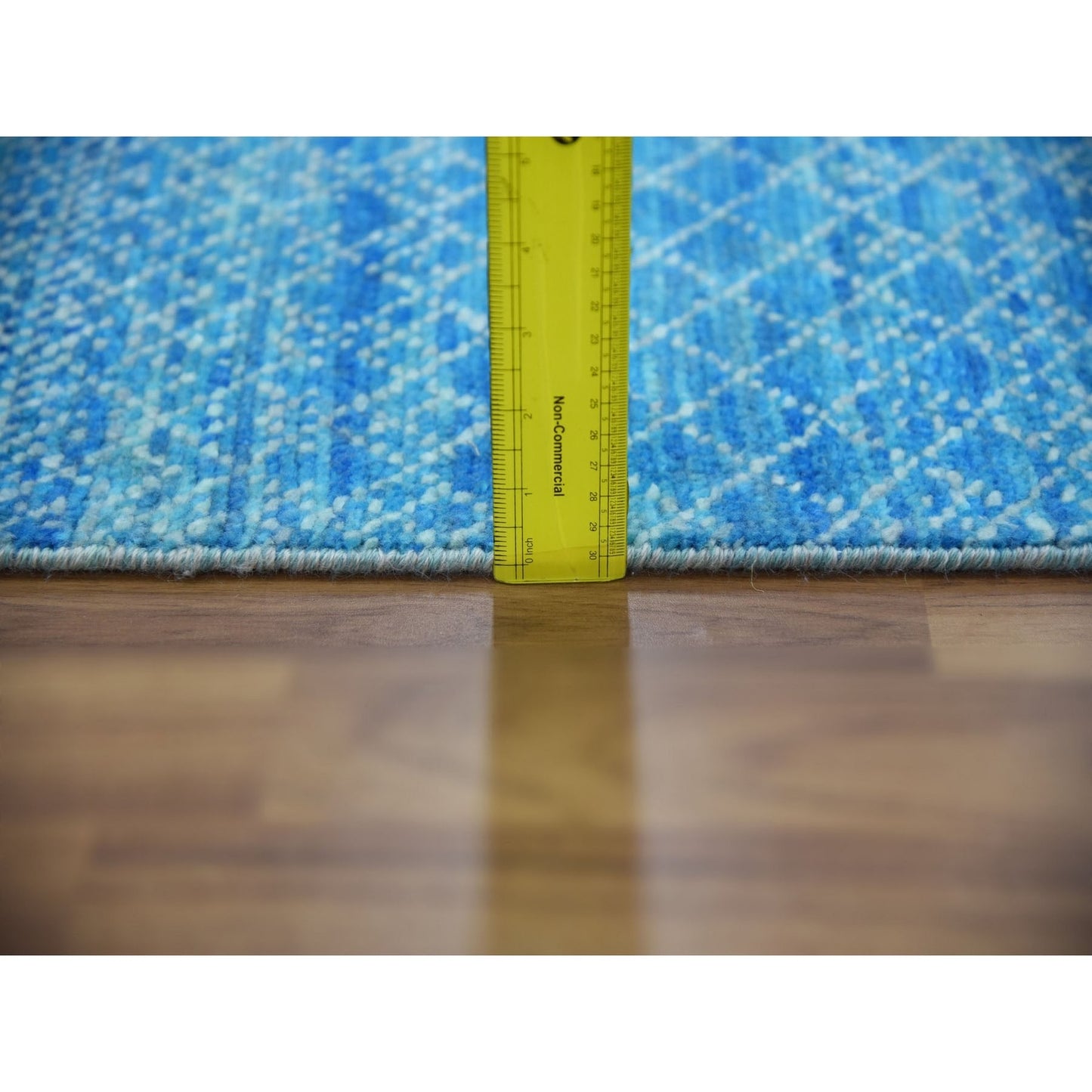 10'X14'3" Blue Pure Wool Hand Knotted Modern Chiaroscuro Collection Rug