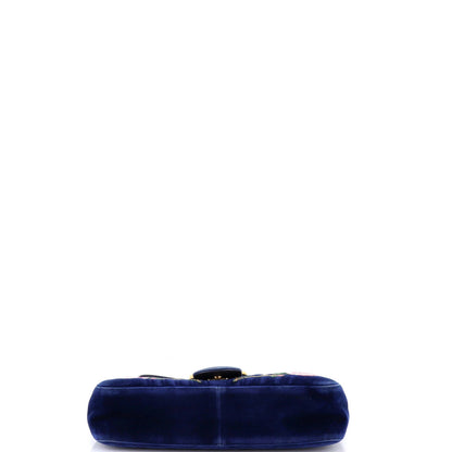 Gucci Gg Marmont Flap Bag Embroidered Matelasse Velvet Medium