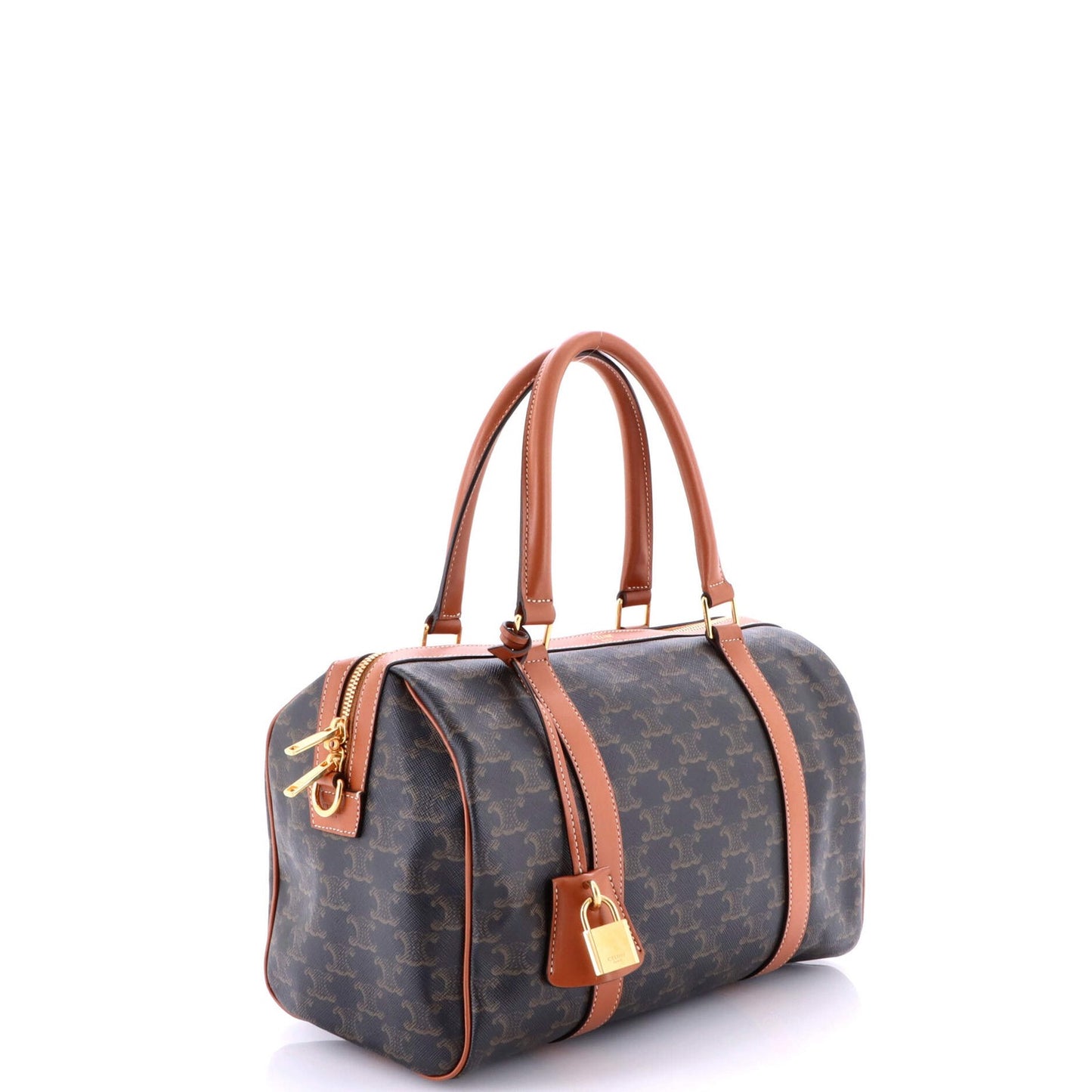 Celine Boston Bag Triomphe Coated Canvas Medium