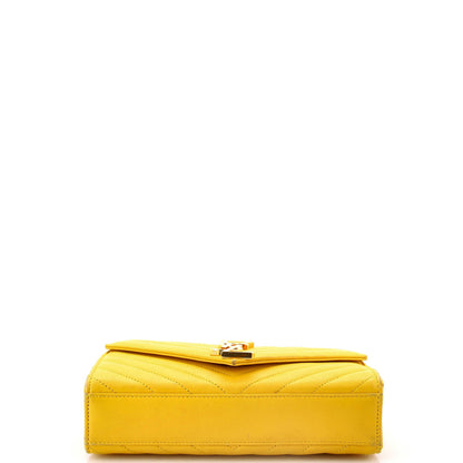 Saint Laurent Classic Monogram Envelope Satchel Matelasse Chevron Leather Small
