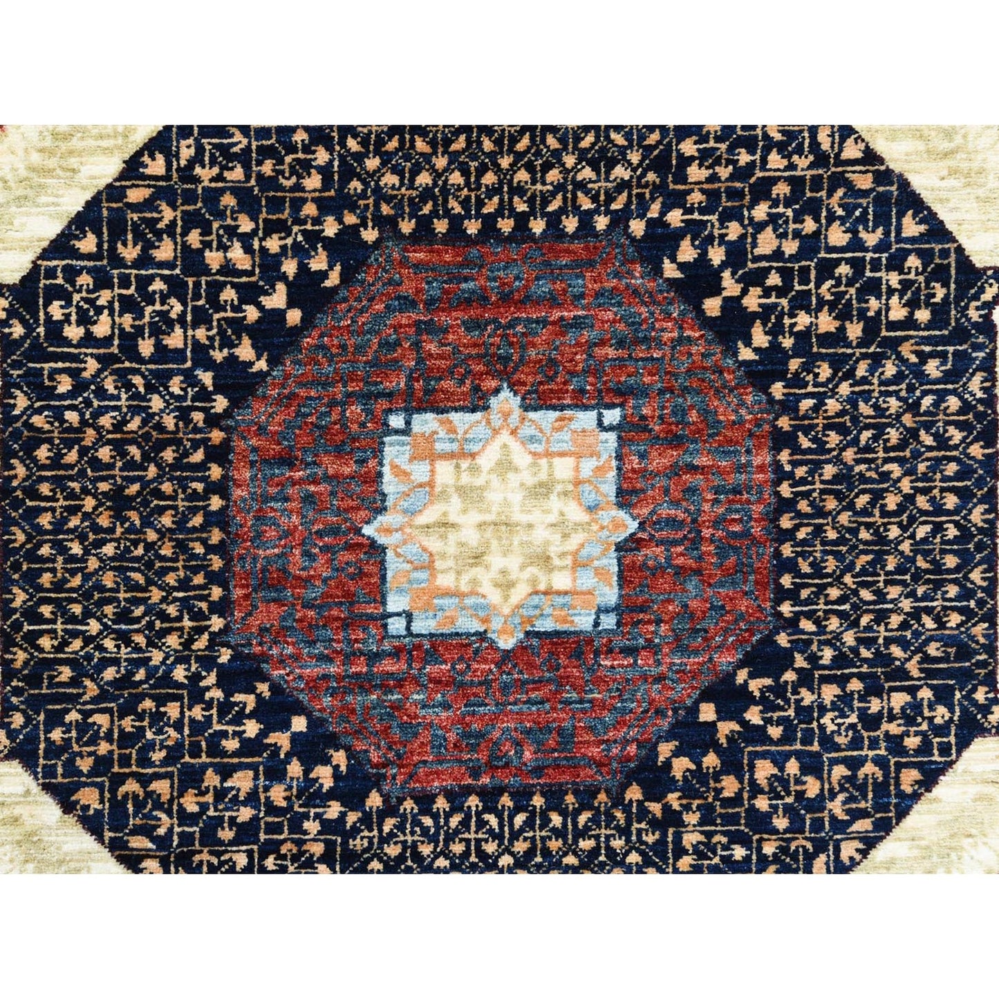 8'2"X10' Green Wool Hand Knotted Super Fine Peshawar 200 Kpsi Rug