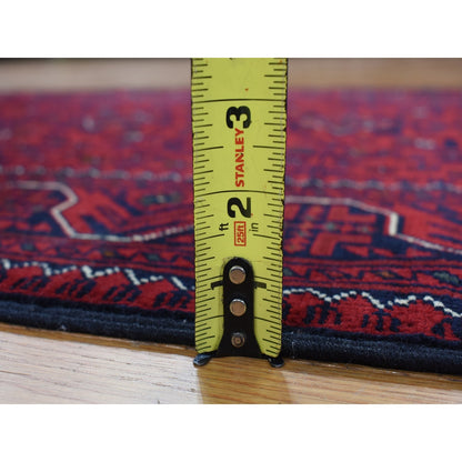 3'4"X4'8" Red Afghan Khamyab 100% Wool Hand Knotted Rug