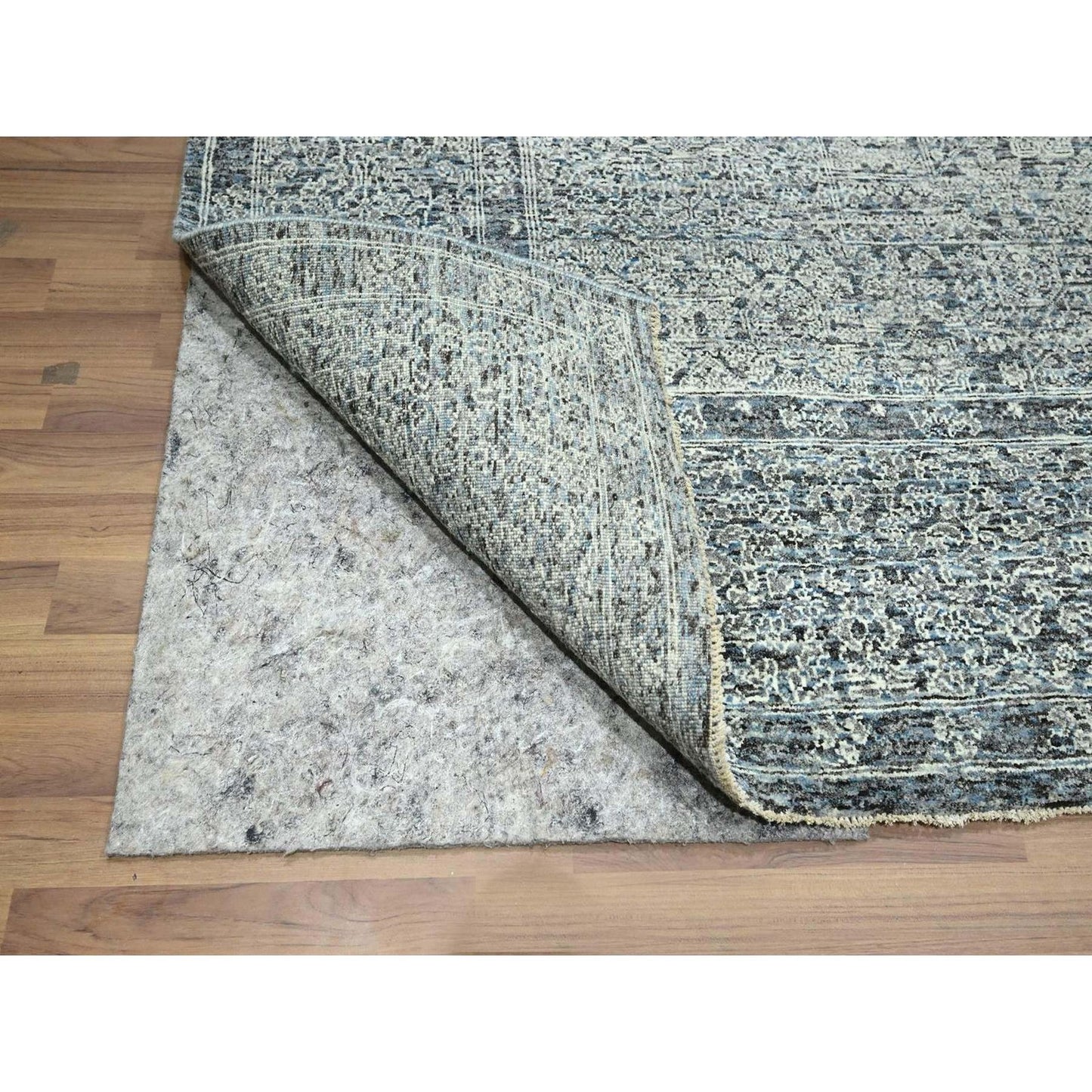 8'X10'2" Gray 14Th Century Influence Mamluk Design Hand Knotted Wool Rug