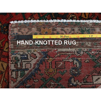2'5"X9'4" Red Vintage Zoroastrian Khamadan Hand Knotted All Wool Runner Rug