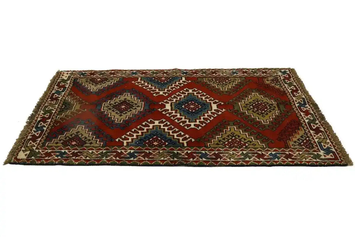 Carpet 3'4X6'3 ft Handmade Wool Oriental Rug Geometric Tribal Design Farmhouse
