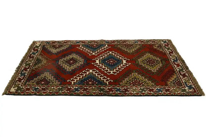 Carpet 3'4X6'3 ft Handmade Wool Oriental Rug Geometric Tribal Design Farmhouse