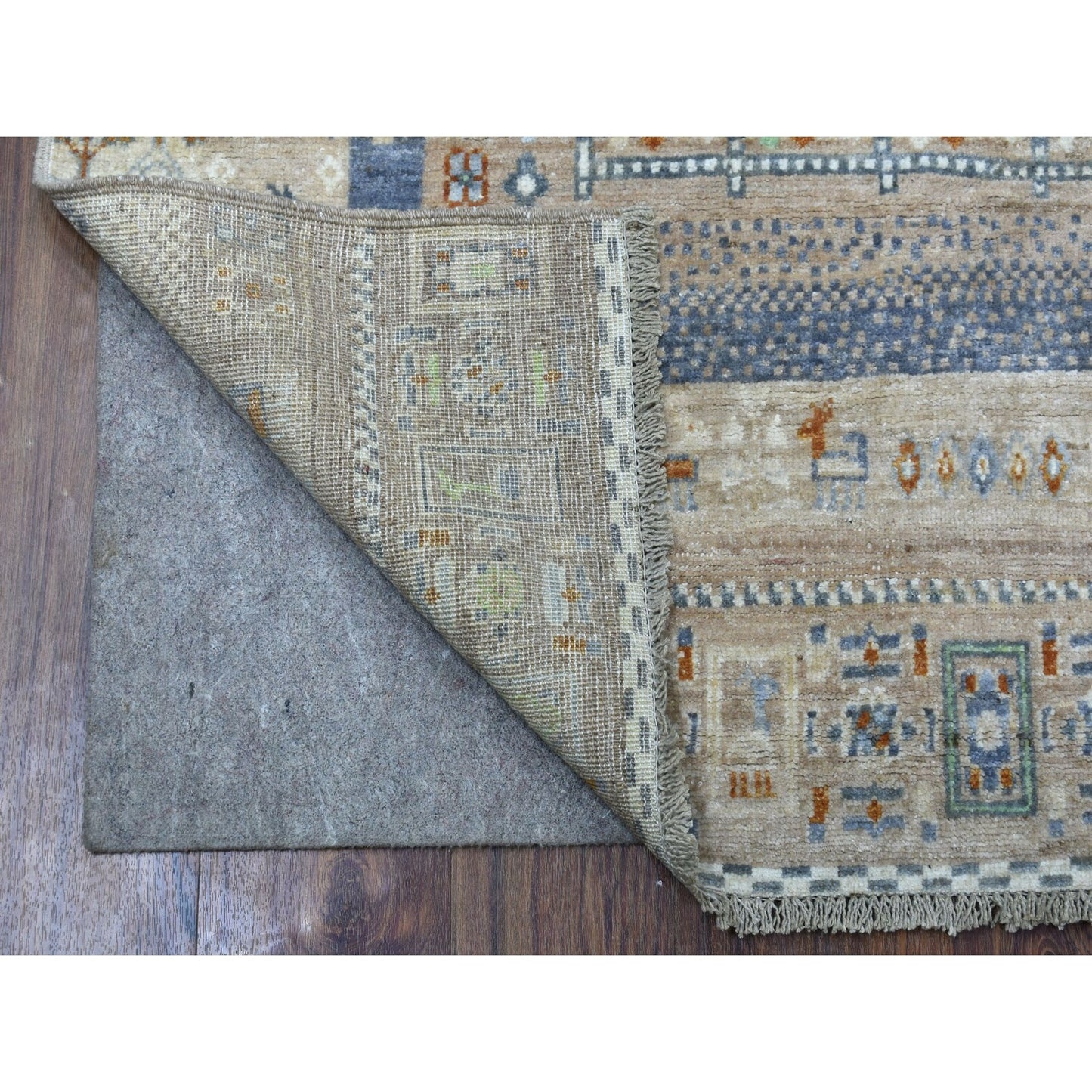 4'X5'10" Brown Wool Kashkuli Gabbeh Animal Figurines Hand-Knotted Rug