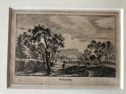 Gabriel Perelle 17Th C Engravings Set Of 4 Months Etchings Frans De Witt France