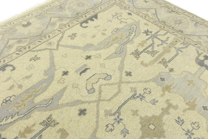 Large Handmade Oushak Oriental Rug Floral Design
