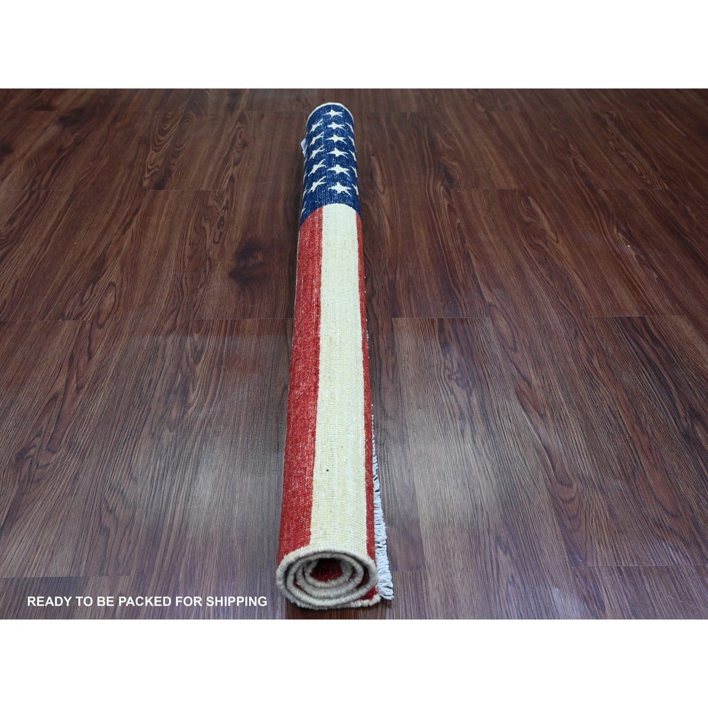 2'6"X3'9" Red Wall Hanging American Flag Hand Knotted Pure Wool Rug