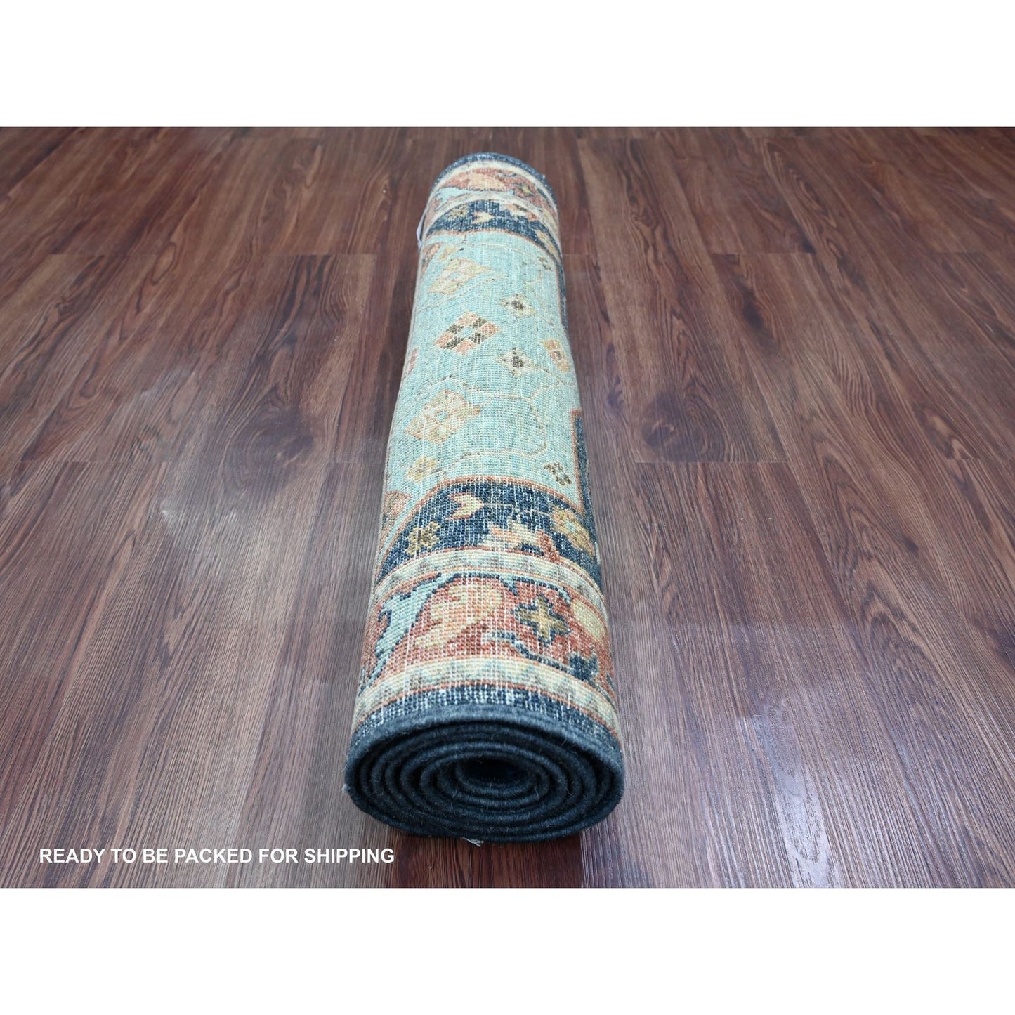 2'7"X7'10" Blue Caucasian Akstafa Design Hand Knotted All Wool Runner Rug