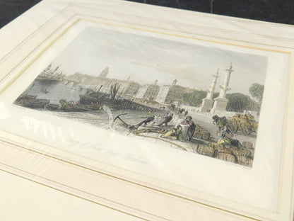 Thomas Allom "Quay Of Louis Xviii, Bordeaux" Hand-Colored Copper Plate Engraving