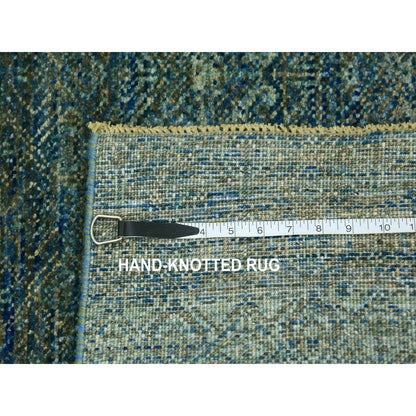 2'6"X10'1" Green Hand Knotted Kohinoor Herrita 100% Wool Oriental Rug