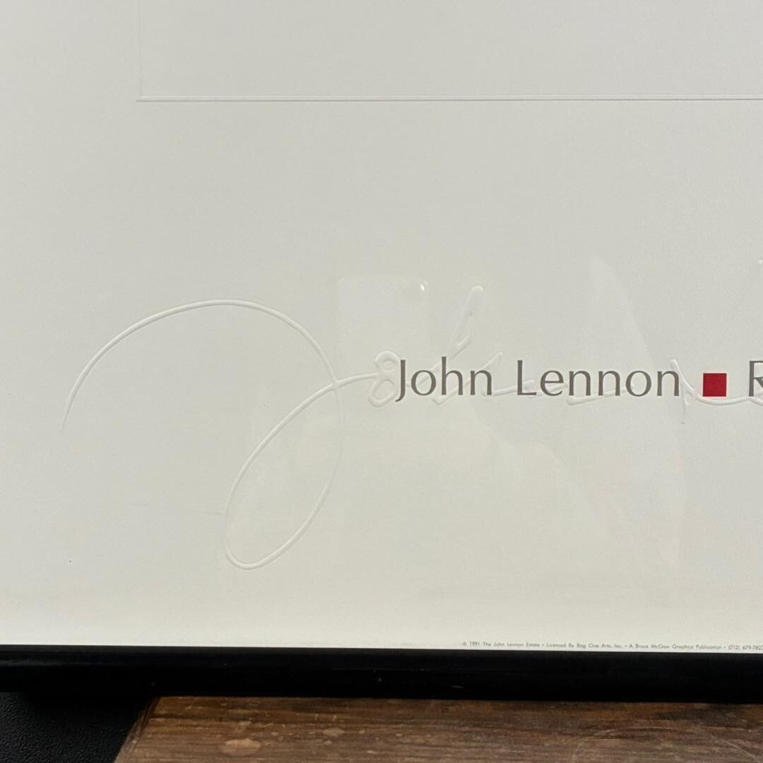 John Lennon "Real Love" Stamped Lithograph Print Poster Framed ???? Yoko Ono