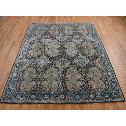 8'3"X9'9" Brown Zoroastrian Influence Silk With Wool Hand Knotted Rug