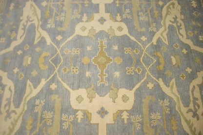 Handmade Oushak Oriental Rug Muted Gray Floral