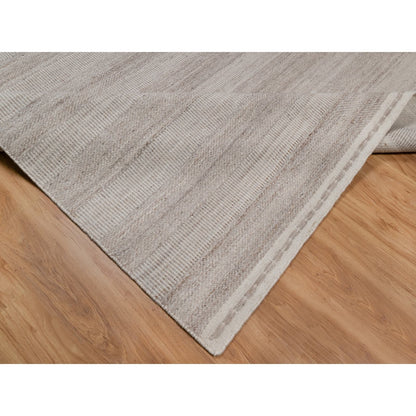 9'2"X12'2" Beaver Brown Flat Weave With Textured Grass Design Wool Rug