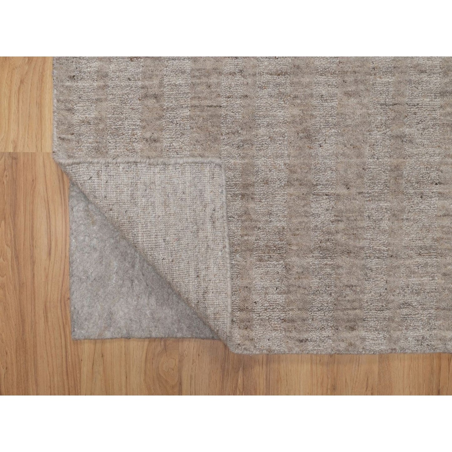 2'7"X10' Brown Natural Wool Salt And Pepper Effect Hand Loomed Runner Rug